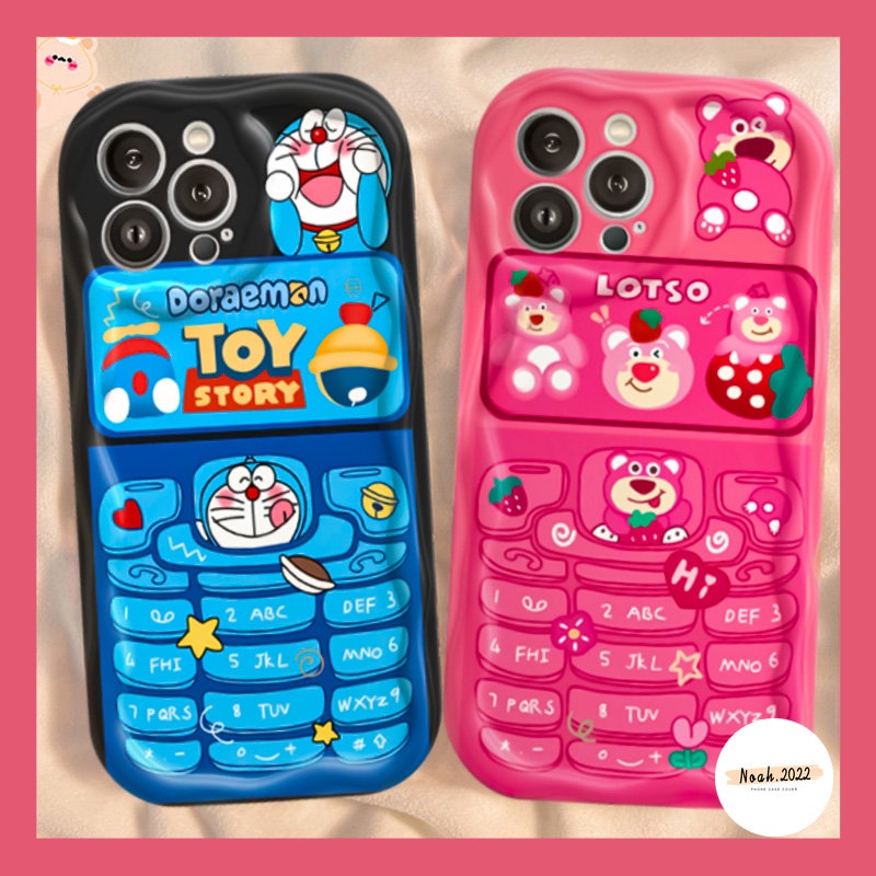 Cute Doraemon Losto Case OPPO A57 A16K A95 A17 A15 A12 A17K A76 A16 A5s A53 A55 A77 A52 A7 A77s A96 A1K A16s A3s A15s A54 A74 A12E A5 A9 A31 3D Wavy Curved Edge Glossy Couple Case