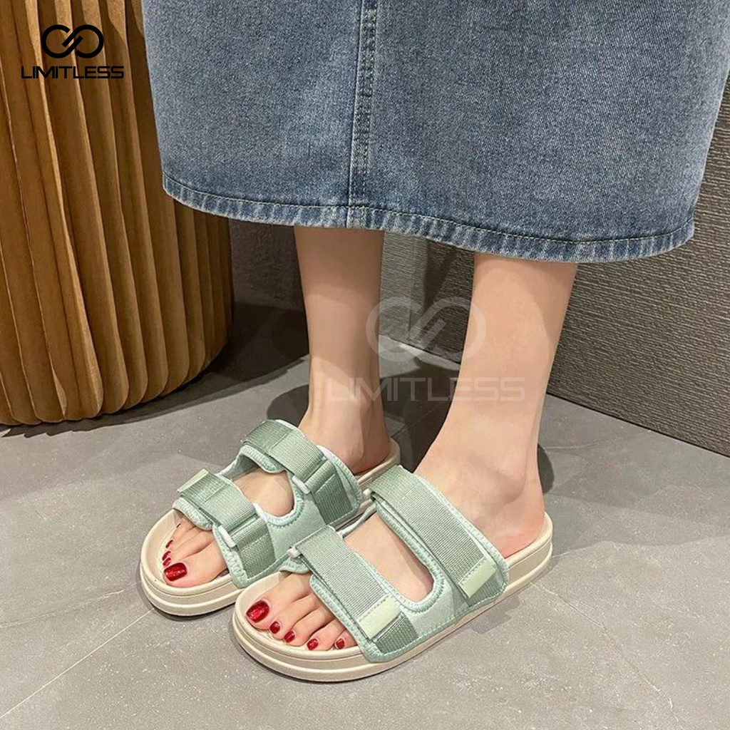 Sandal Wanita Slide Premium Terbaru 2023 Ringan Sendal Slop Cewek Casual Fashion Trendy Kekinian Anti Slip
