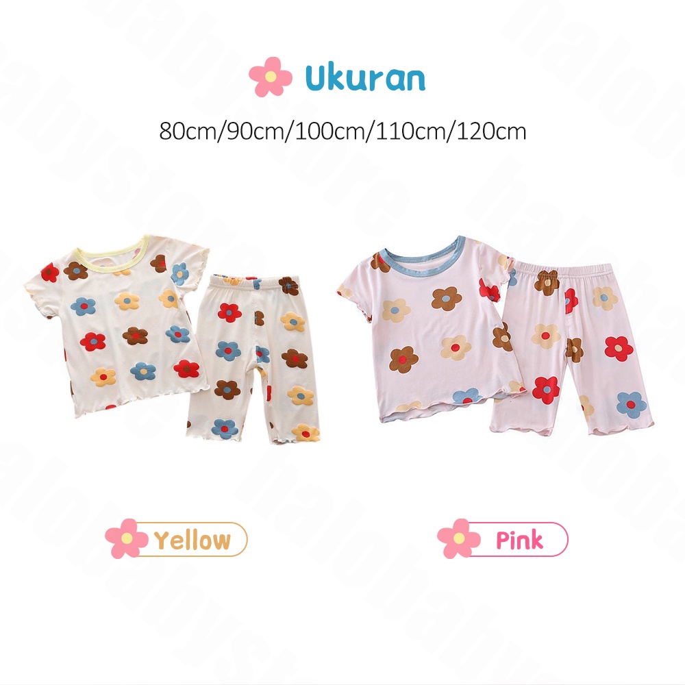 Halo Baby 1-5 Tahun Piyama Setelan Anak Lengan Pendek/Baju Tidur Anak Perempuan/Piyama Sutra Es Anak