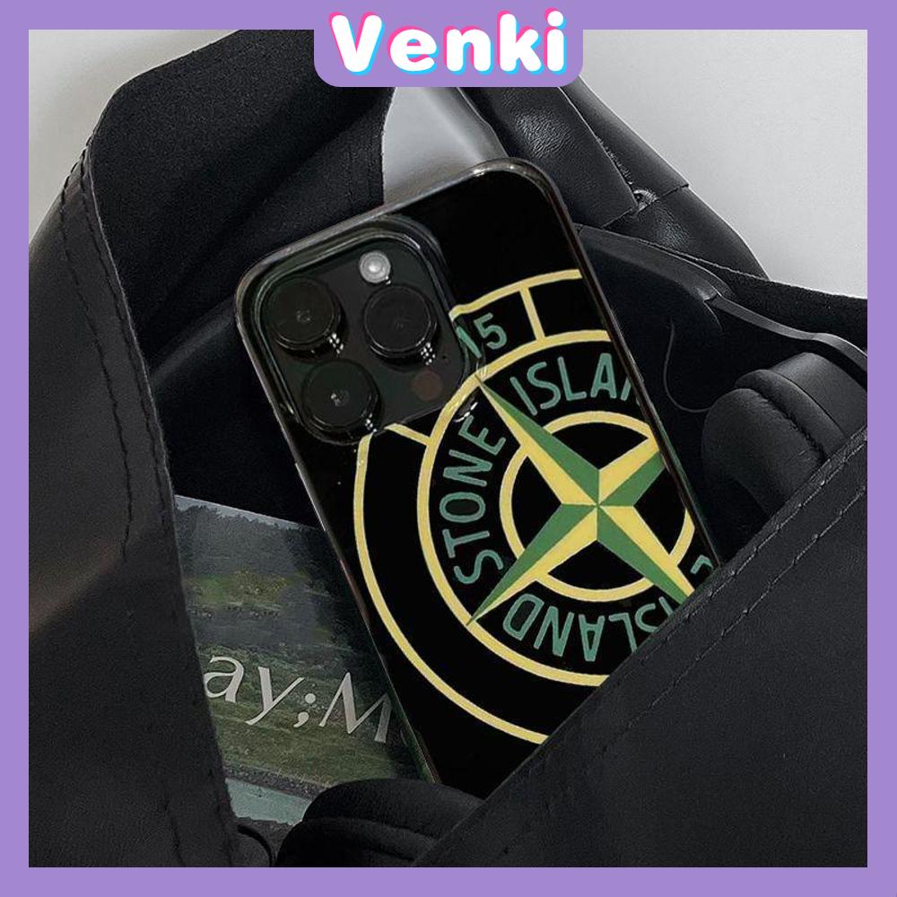 VENKI - Untuk iPhone 11 iPhone Case Hitam Glossy TPU Soft Case Tahan Guncangan Perlindungan Pompa Kamera Cute Cool Stone Island Kompatibel dengan iPhone 14 13 Pro max 12 Pro Max xr xs max 7 8