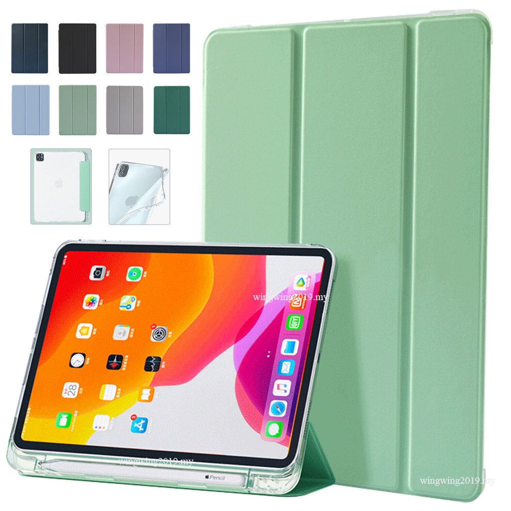 Untuk iPad Pro 12.9 2020pro 11 2020 /2018 10th 10.9 Air4 5.10.9 Dengan Tempat Pensil Soft Clear Back Cover Slim Leather Case