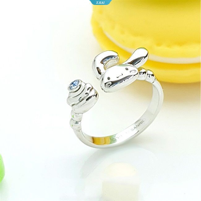 Kawaii Lucu Sanrio Cinnamoroll Dessert Ring Sterling Silver Electroplate Fashion Kepribadian Gadis Hadiah Natal Untuk Pacar [ZK]