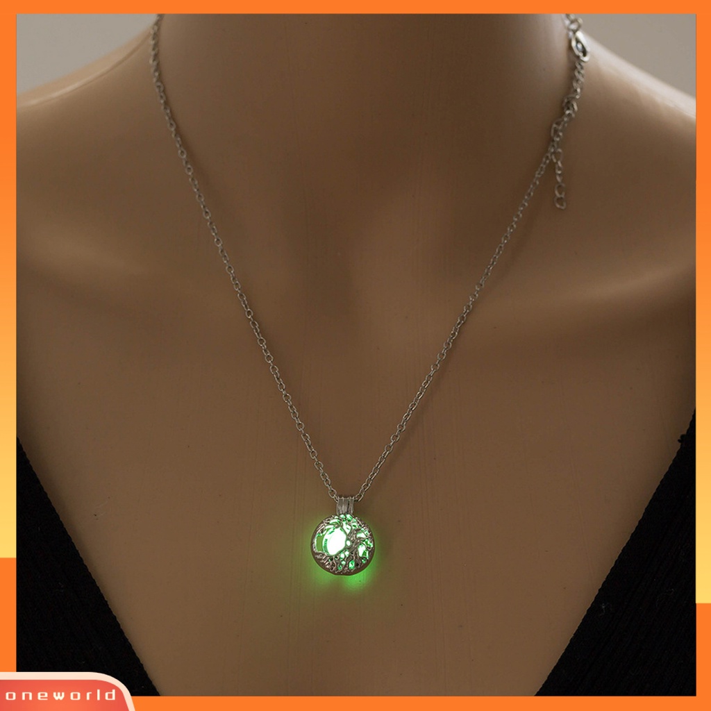 [ONE] Pohon Bentuk Liontin Pesona Kalung Dibuka Paduan Bercahaya Batu Berongga Wanita Kalung Perhiasan Aksesori