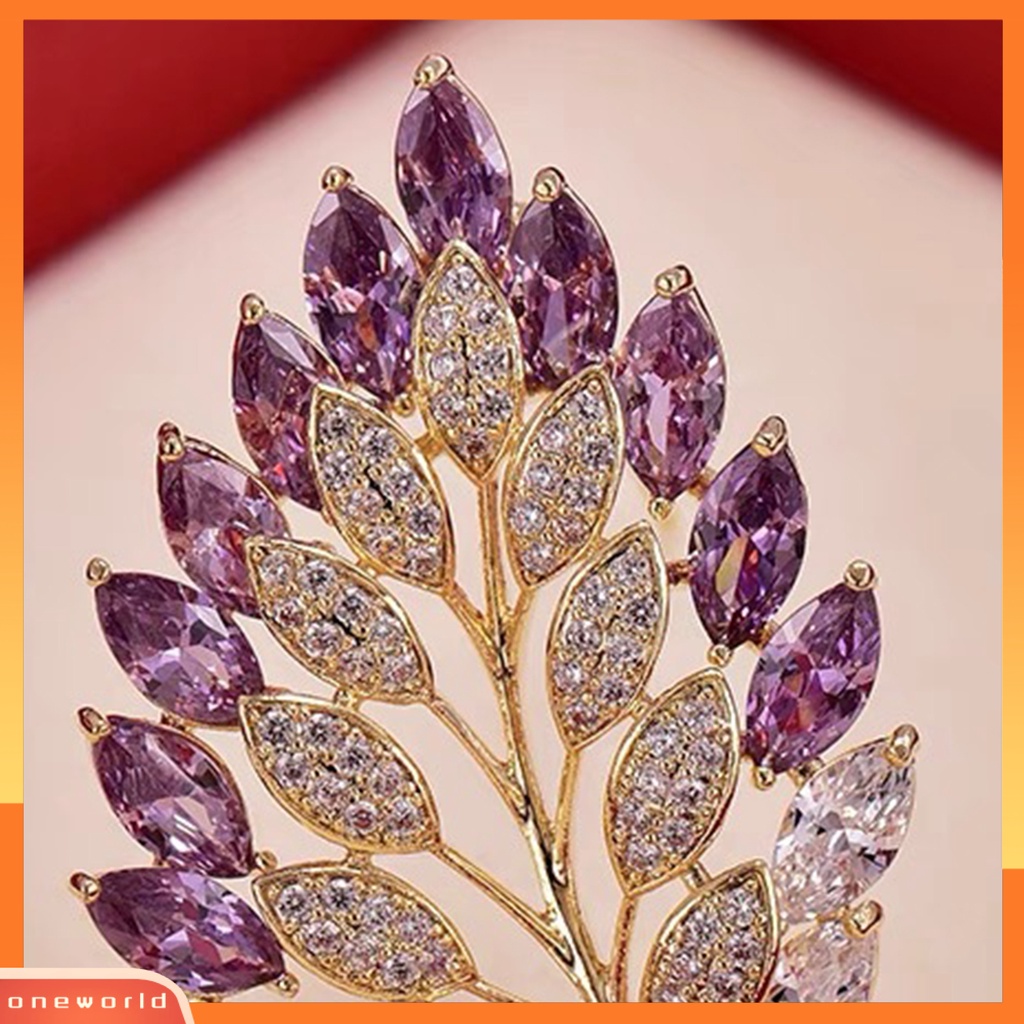 [ONE] Bros Grace Berlian Imitasi Elegan Berongga-out Daun Bros Pin Aksesoris Baju