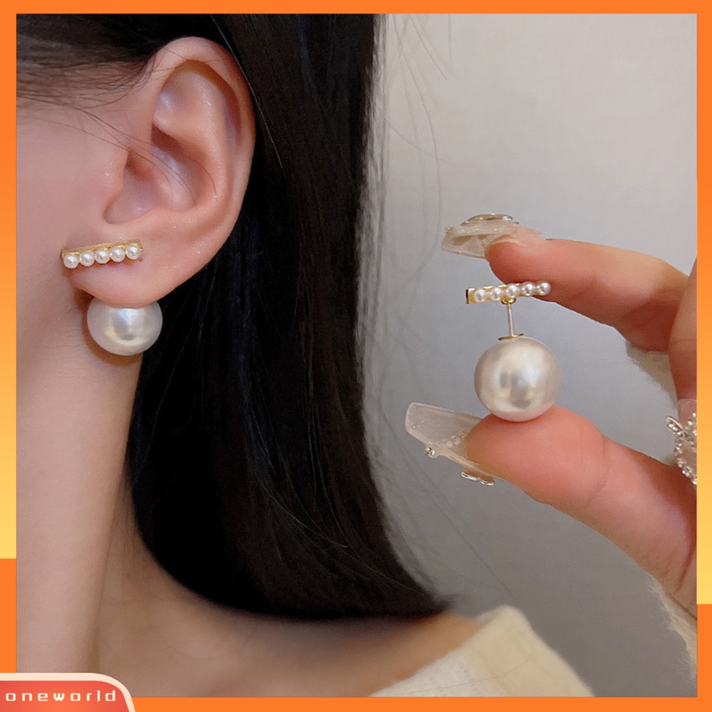 [ONE] 1pasang Ear Studs Gaya Perancis Elegan Dainty Hadiah Mulia Nonallergic High Gloss Faux Pearl Women Earrings Perhiasan Aksesoris