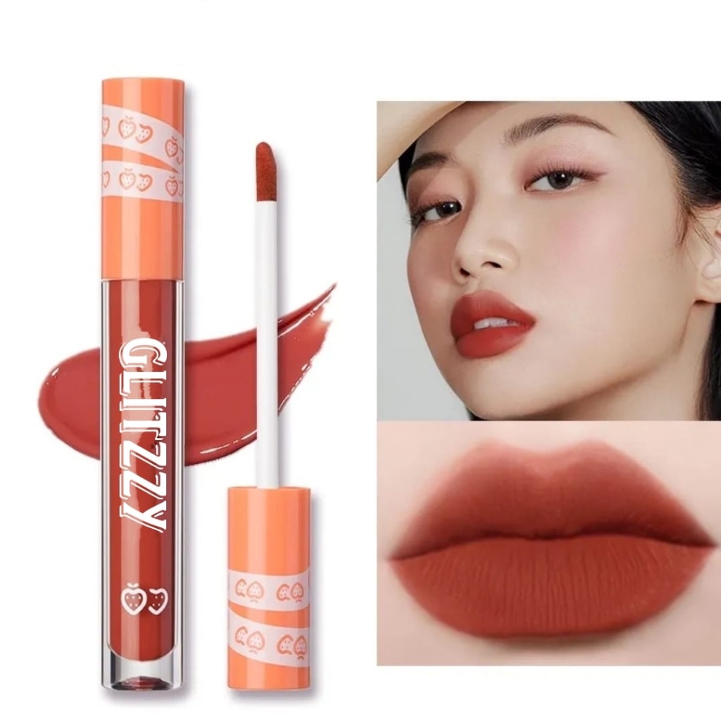 Glitzzy 8 Warna Lipstick Matte Lembut Warna Nude Tahan Lama Melembabkan Cantik