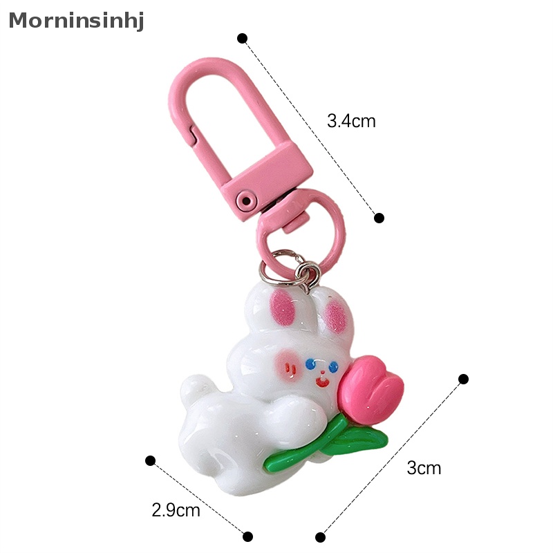 Mornin Lucu Mini Tulip Rabbit Gantungan Kunci Lovely Pink Bunny Doll Key Chain Untuk Wanita Gadis Anak Tas Earphone Kotak Hiasan Keyring Pendant id