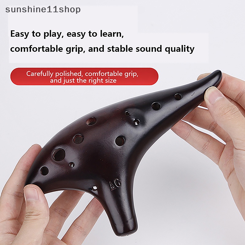 Sho 1Pc Ocarina 12lubang Keramik Alto C Tone Suling Klasik Alat Musik N