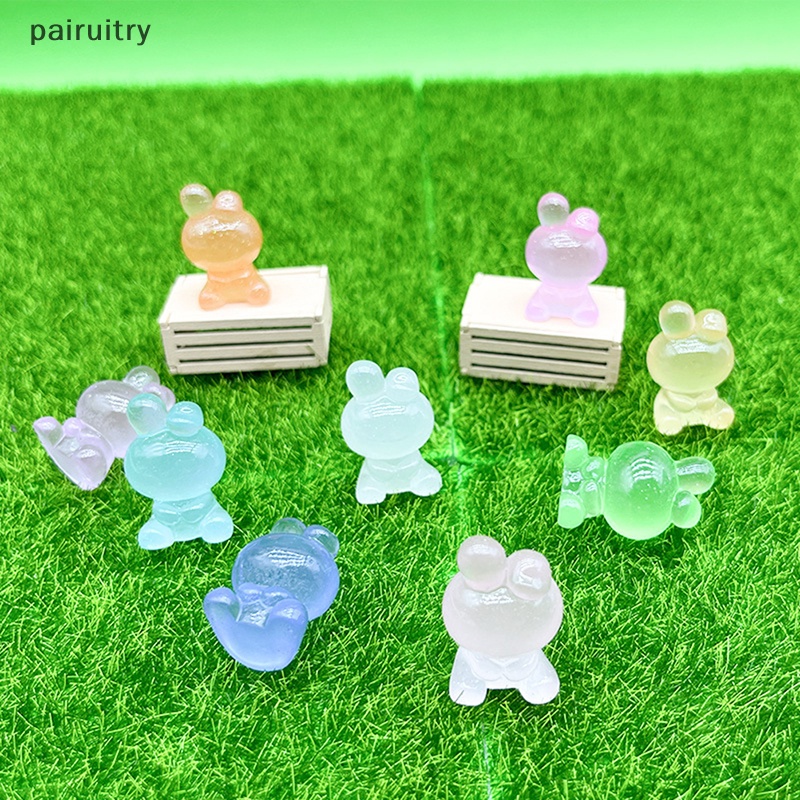 Prt 5PCS Dekorasi Resin Kartun Kelinci Bercahaya DIY Miniatur Hadiah Mobil Ornamen PRT