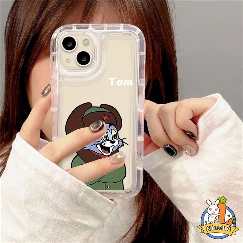 IPHONE Casing Kompatibel Untuk Iphone14 13 12 11 Pro Max X Xr Xs Max8 7 6 6s Plus SE 2020 Tom and Jerry Clear Airbag Phone Case Tahan Debu Shockproof Soft Silicone Cover Pelindung