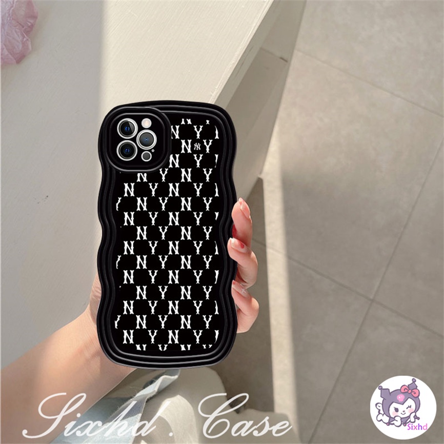 IPHONE Kompatibel Untuk Iphone14 13 12 11 Pro Max SE 2020 X XR Xs Max7 8 6 6s Plus Wave Edge Fashion Hitam Kupu-Kupu Lembut Casing Ponsel Shockproof Case Clear Cover