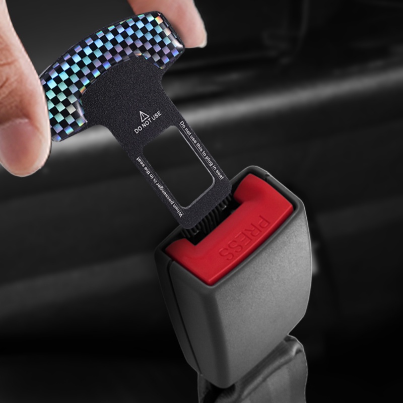1pc Gesper Sabuk Pengaman Serat Karbon Buram Mobil Alarm Canceler Stopper Plug Insert Seatbeltts Lock Buckle Auto Interior Aksesoris