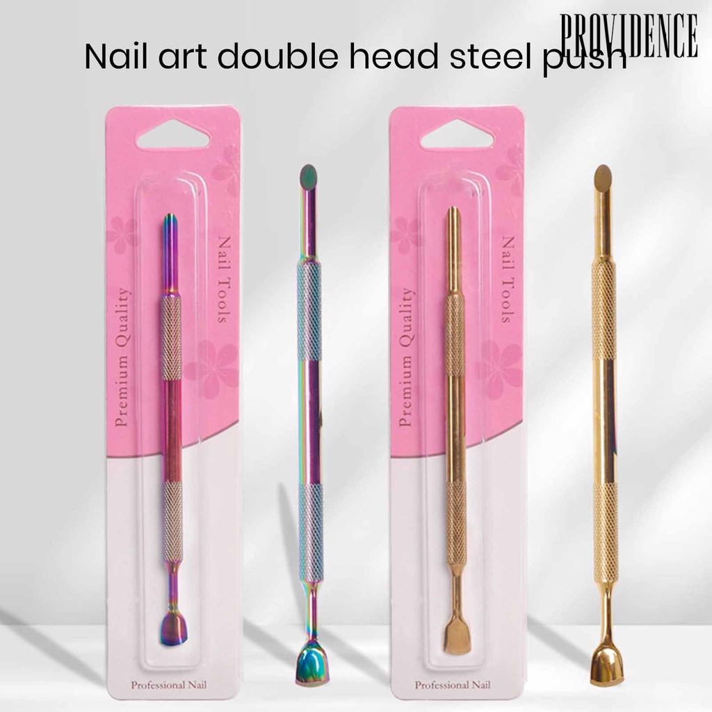 Providence Pendorong Kutikula Bulat/Arc-shaped Cutting Edge Double Head Manicure Peeling Perawatan Kuku Stainless Steel Pedicure Care Alat Salon Kuku