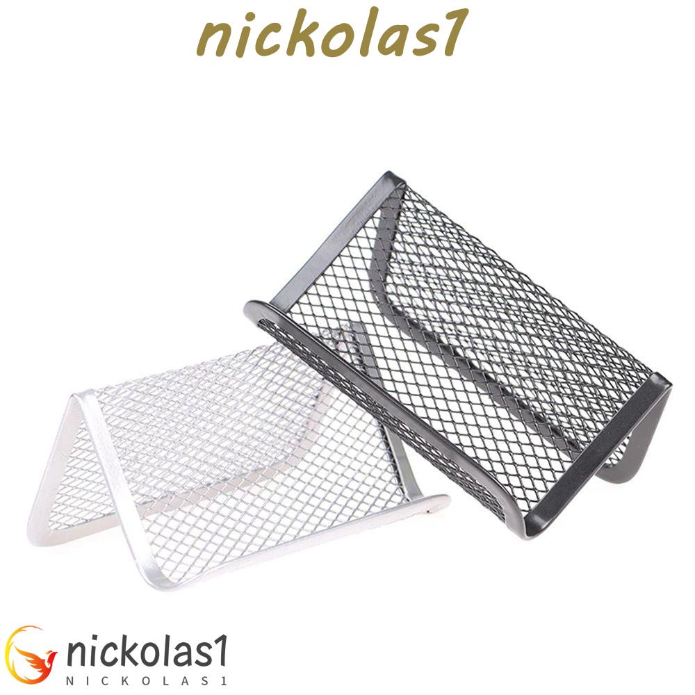 Nickolas1 Holder Kartu Nama Perlengkapan Kantor Hollow Card Memo Clip Holder Hitam Silver Stand Penyimpanan Meja Stand Pajangan Kartu Meja Rumah