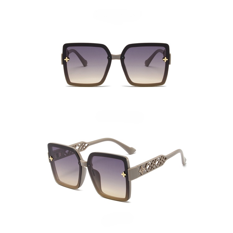 Kacamata Fashion Semanggi Empat Daun Bingkai Besar Kacamata Perlindungan UV Cahaya Kacamata Mewah