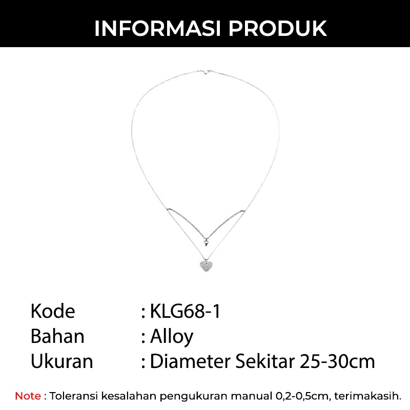 Kalung Wanita Korea Liontin Love Cinta Rantai Fashion Elegant Aksesoris Perhiasan Kualitas Import KLG68