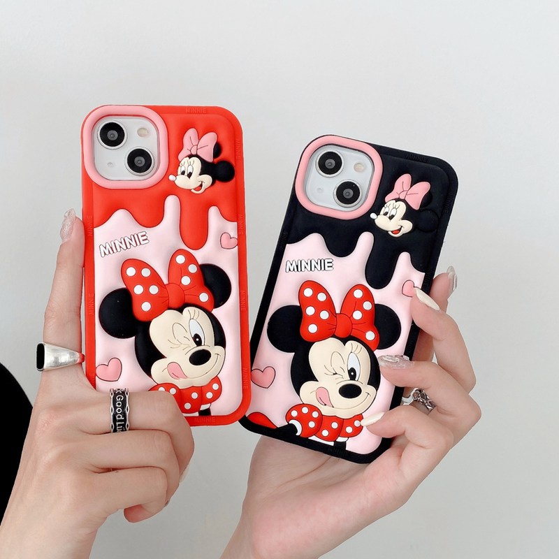 Stereoscopic Cute Ice Cream Minnie Silicone Soft Case for IPhone 11 12 13 14 Pro Max TPU Phone CASE Cute Pretty Girl's Fashion