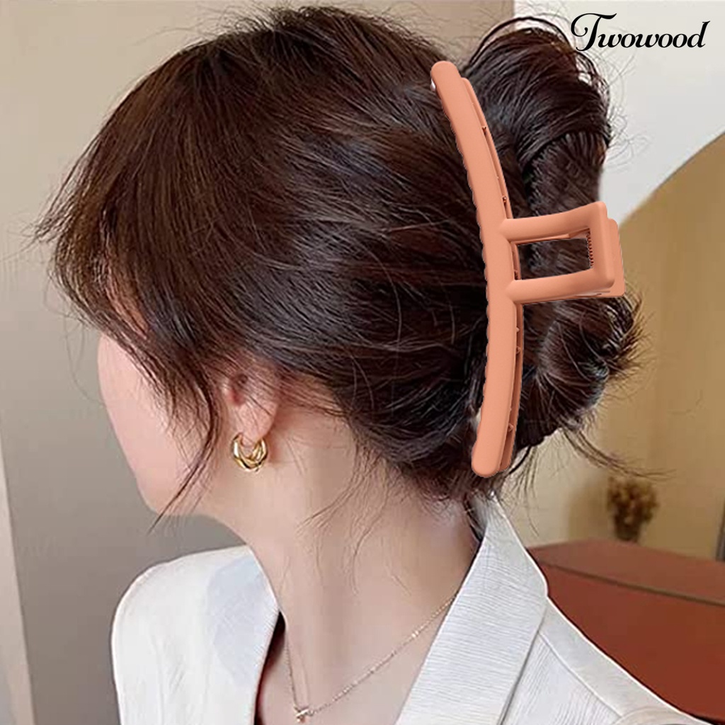 Twowood Frosted Non-slip Persilangan Gigi Cakar Rambut Desain Musim Semi Warna Solid Sederhana Besar Hiu Penjepit Rambut Styling Alat