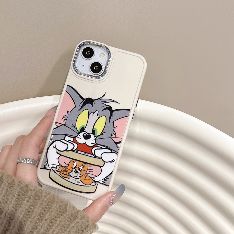 All New Electroplated Camera Skin Silicone Soft Case IPhone 11 12 13 14 Pro Max Women's Fashion Gift Cute Cartoon Phone Case Funny Tom and Jerry