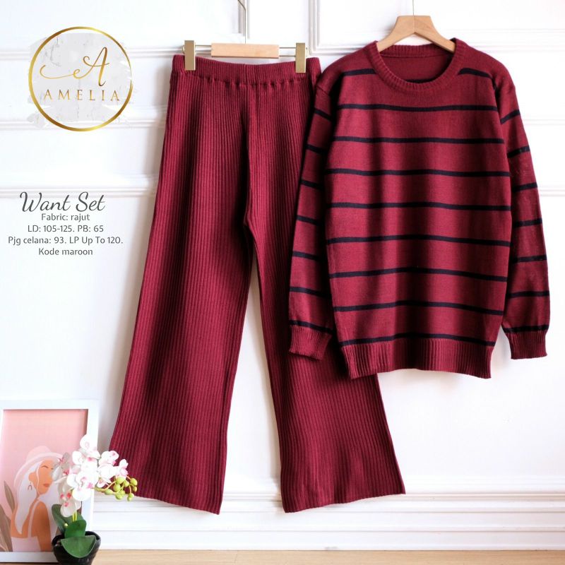 WANT SET Pant Rajut ORI BY AMELIA