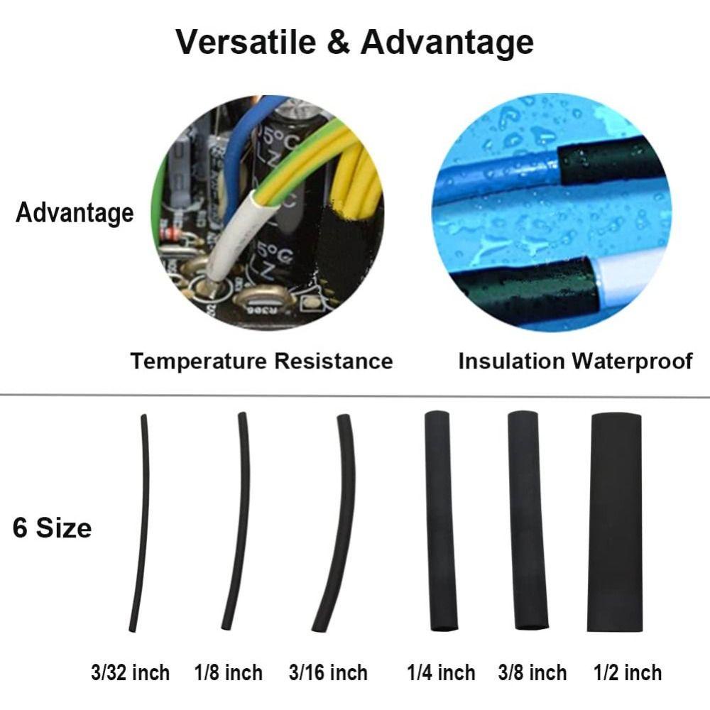 TOP 130pcs Heat Shrink Tubing Pelindung Kabel Kawat Isolasi Shrinkage Tube Industrial Heat-Shrink Tubing Rasio 3:1