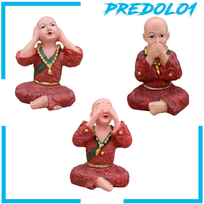 [Predolo1] 3pcs Patung Biksu Kecil Patung Ornamen Cina Untuk Rak Dinding Ruang Tamu