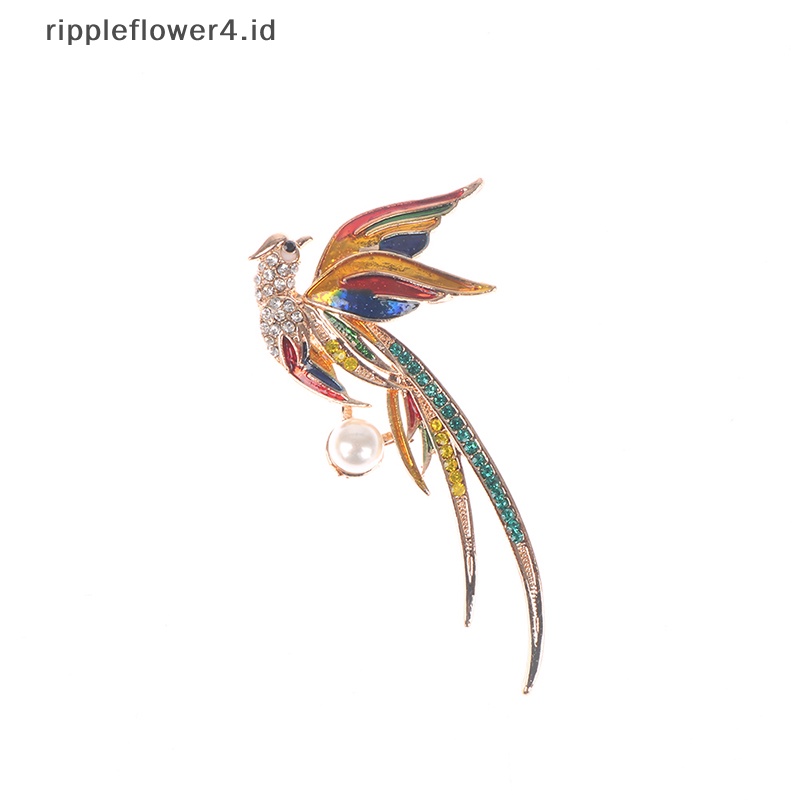 {rippleflower4.id} Bros Burung Phoenix Kristal Untuk Wanita Enamel Terbang Beauty Bird Pesta Kantor Bros Pin Hadiah Bros Tetes Minyak Phoenix~