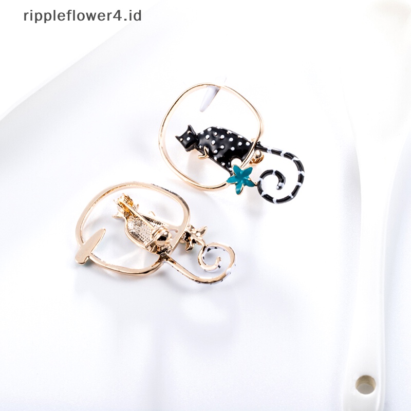 {rippleflower4.id} Fashion Enamel Kartun Setg Kucing Bros Pin Perhiasan Tas Dekorasi Hiasan Hadiah~