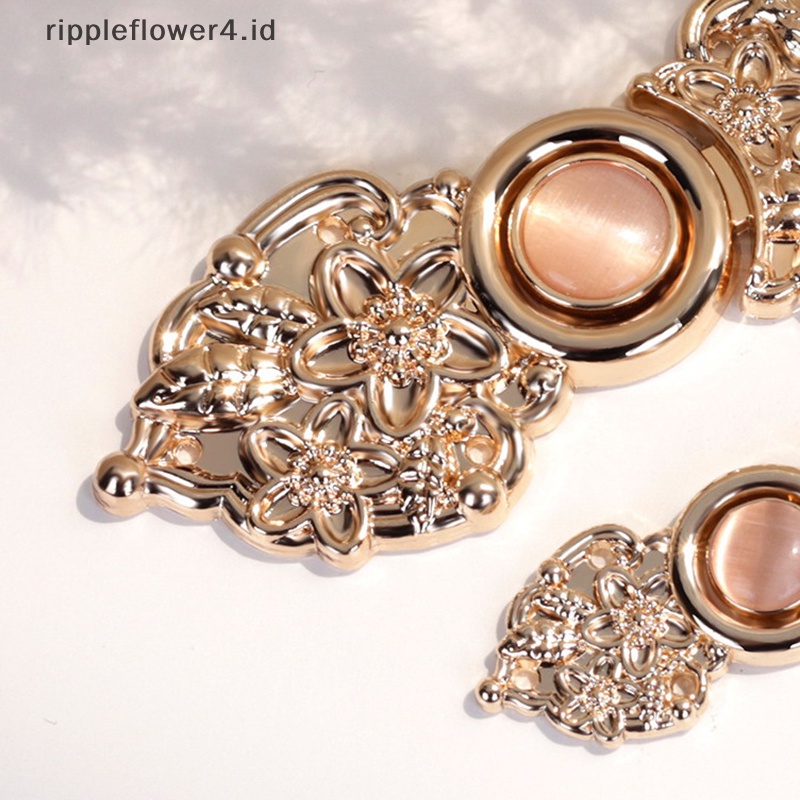 {rippleflower4.id} 2pasang Cina Simpul Tombol Cheongsam Vintage Metal Opal Button Garment Dekorasi~