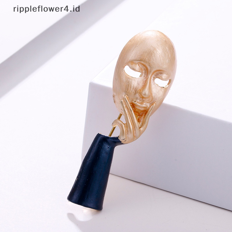 {rippleflower4.id} Fashion Enamel Tangan Wajah Bros Kerah Klip Lencana Pin Wanita Pria Perhiasan Hadiah~