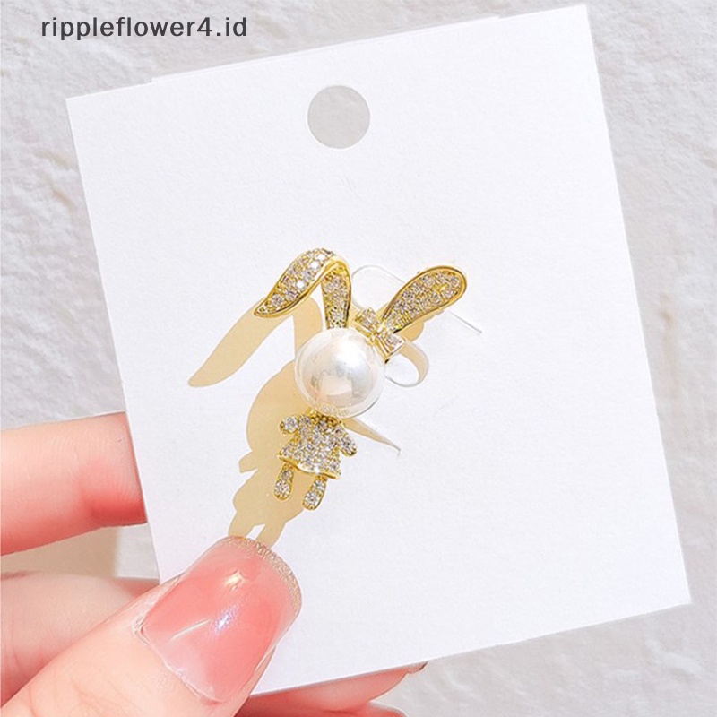 {rippleflower4.id} Versi Korea Dari Bros Kelinci Lucu Kepribadian Mutiara Kartun Pin Kerah Anti-Cahaya Gesper Topi Tas Aksesoris Korsase~