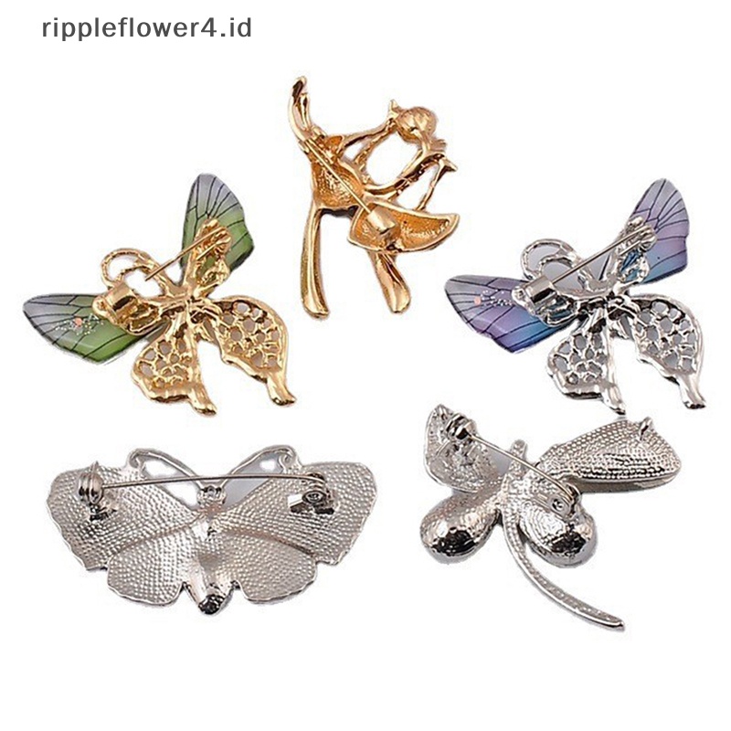 {rippleflower4.id} Fashion Serangga Kupu-Kupu Bros Wanita Pakaian Pesta Pernikahan Perhiasan Aksesoris Kerah Pin Hadiah~