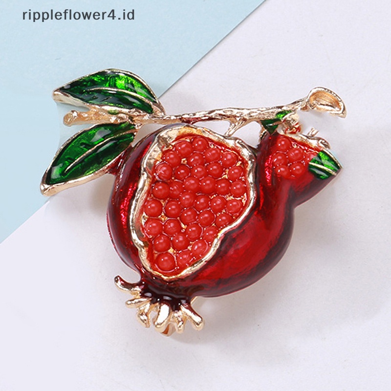 {rippleflower4.id} Trendy Klasik Wanita Bros Romantis Delima Bros Kerah Pin Aksesoris Hadiah Mantel Pakaian Pin Perhiasan Hadiah~