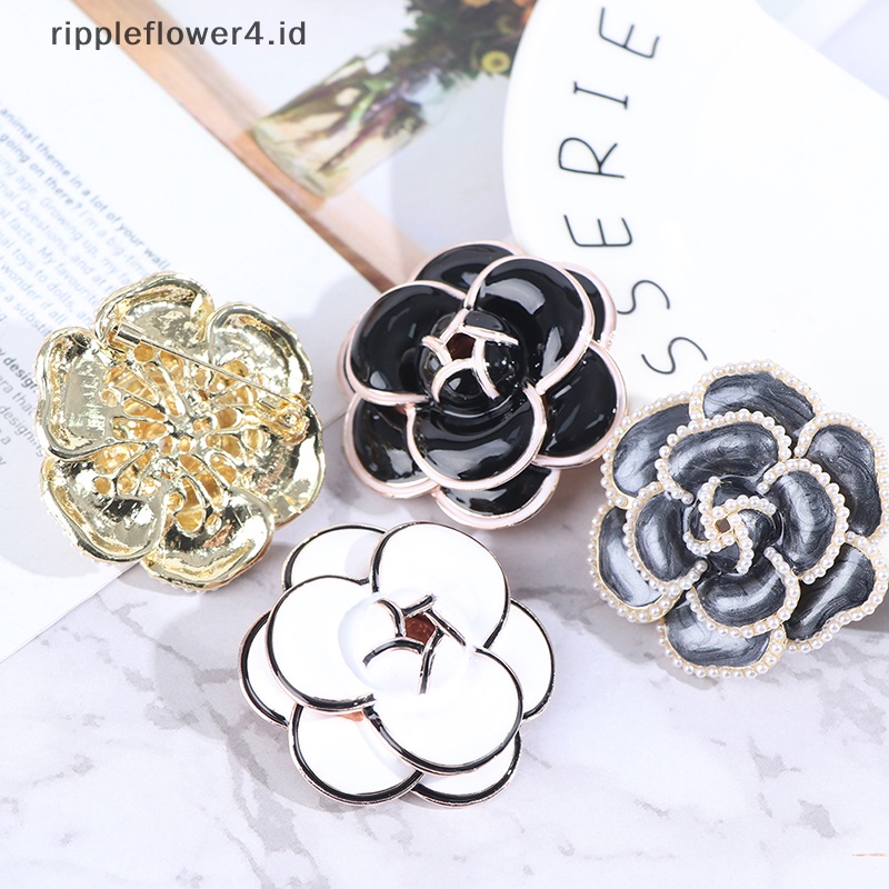 {rippleflower4.id} Camellia Pearl Brooch Untuk Wanita Pernikahan Kerah Gesper Aksesoris Pakaian~