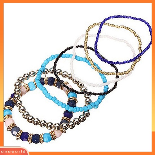 [WOD] 7lapis Manik-Manik Akrilik Bohemian Mixcolor Stretch Multilayer Fashion Gelang