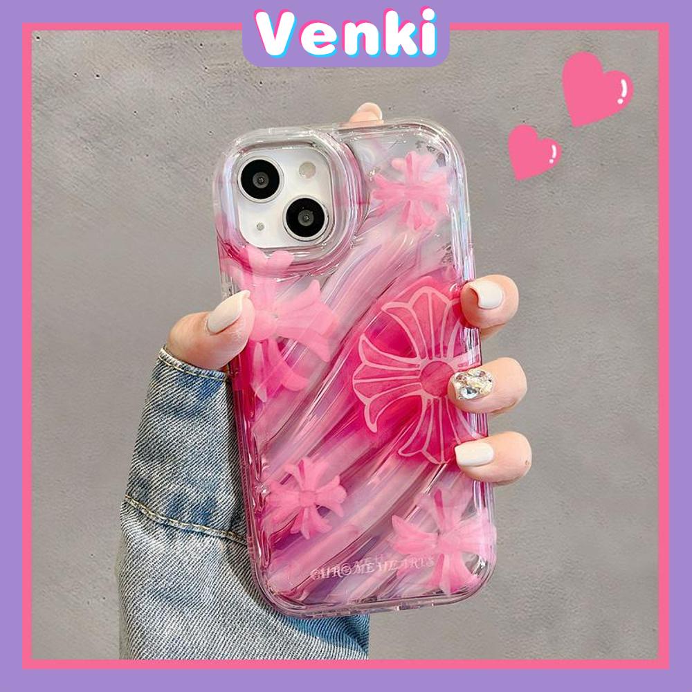 VENKI - Untuk iPhone 11 iPhone Case Laser Reflektif Bening Phone Case TPU Soft Shockproof Airbag Case Simple Cross Kompatibel dengan iPhone 14 13 Pro max 12 Pro Max XR XR 7Plus 8Plus