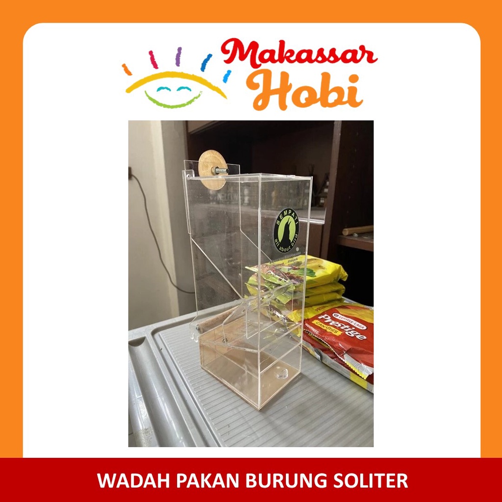 Wadah Pakan Milet Burung Lovebird Akrilik Soliter Dispenser Ternak