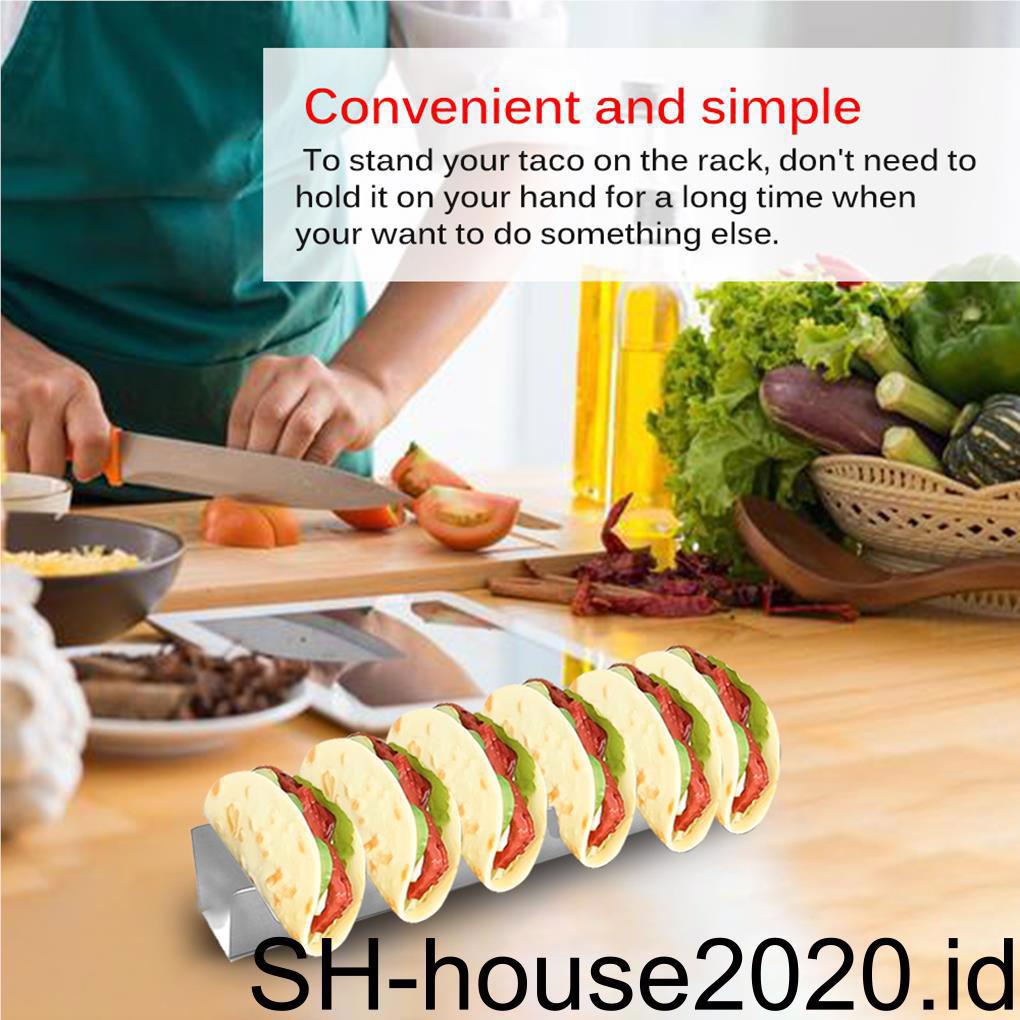 Rak Taco Stainless Steel Perlengkapan Dapur Pizza Holder Struktur Stabil Tahan Aus Stand-up Holder Rak Hot Dog
