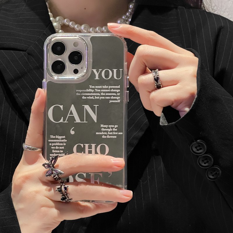 Fashion Silver Full English Mirror Soft TPU Case iP iPhone 11 12 13 14 Pro Max New FTD Casing Apple