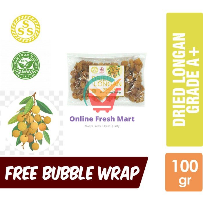 

Dried Longan SSS Grade A+ Thailand / Buah Kelengkeng Kering [100 gr] - Online Fresh Mart Denpasar