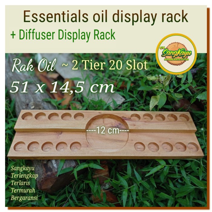 Minyak esensial oil display stand 20 slot tempat minyak aromaterapi | Rak oil young living | Rak oil