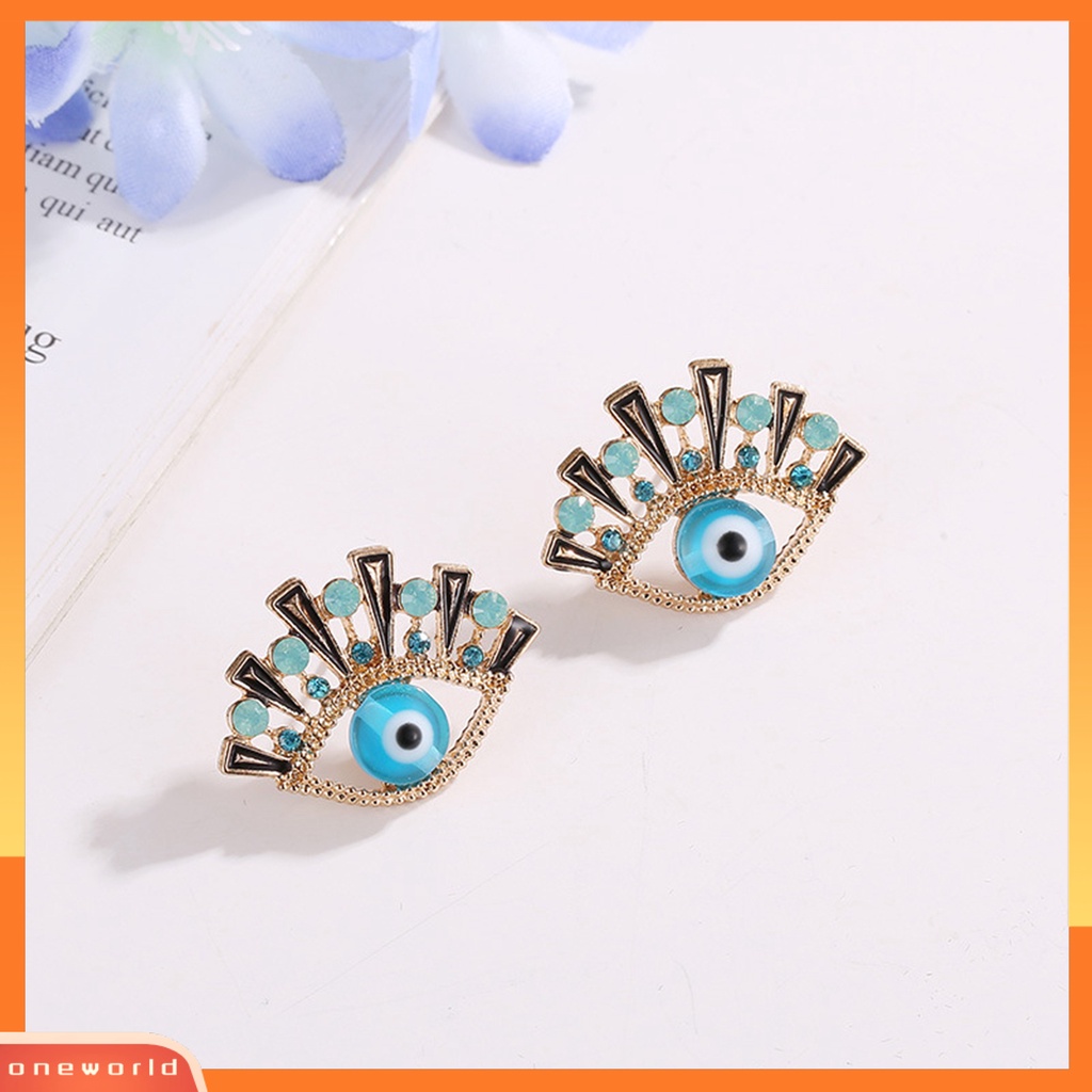 [WOD] 1pasang Anting Stud Mata Biru Berlian Imitasi Perempuan Bersinar Berongga Telinga Studs Untuk Pesta Pernikahan Perjamuan