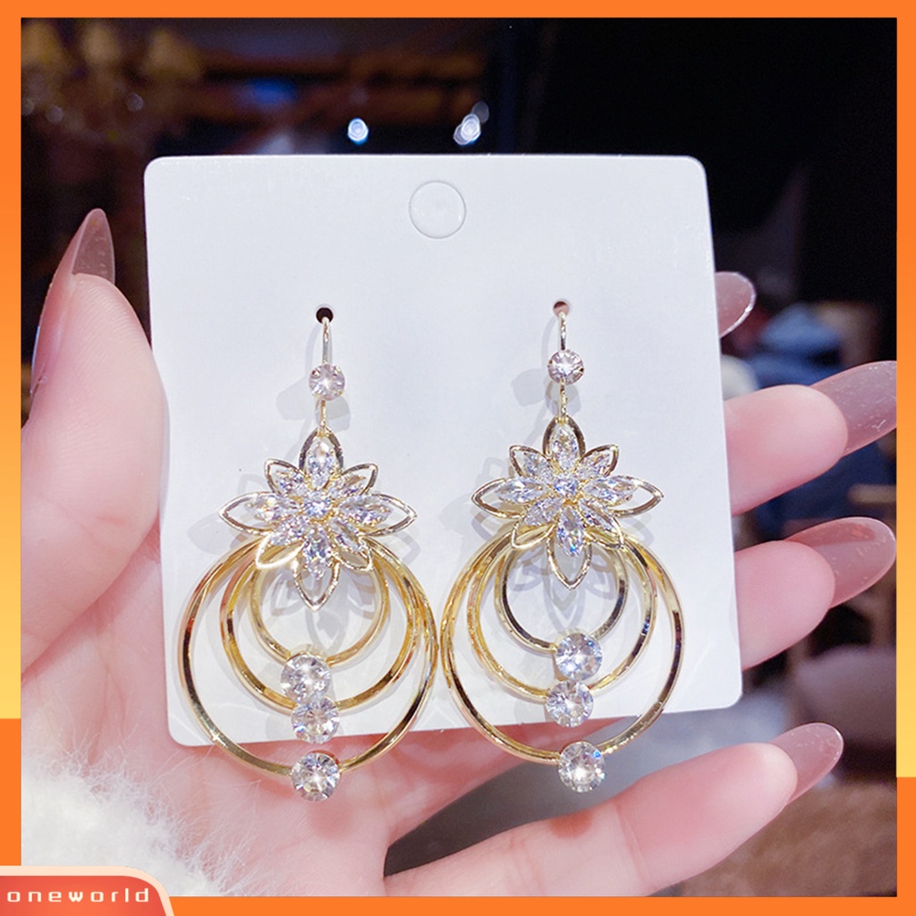 [WOD] 1pasang Anting Juntai Panjang Geometris Bunga Busur-Simpul Berbentuk Liontin Gaya Korea Tusuk Fashion Warna Emas Anting Multi-Tipe Untuk Wanita