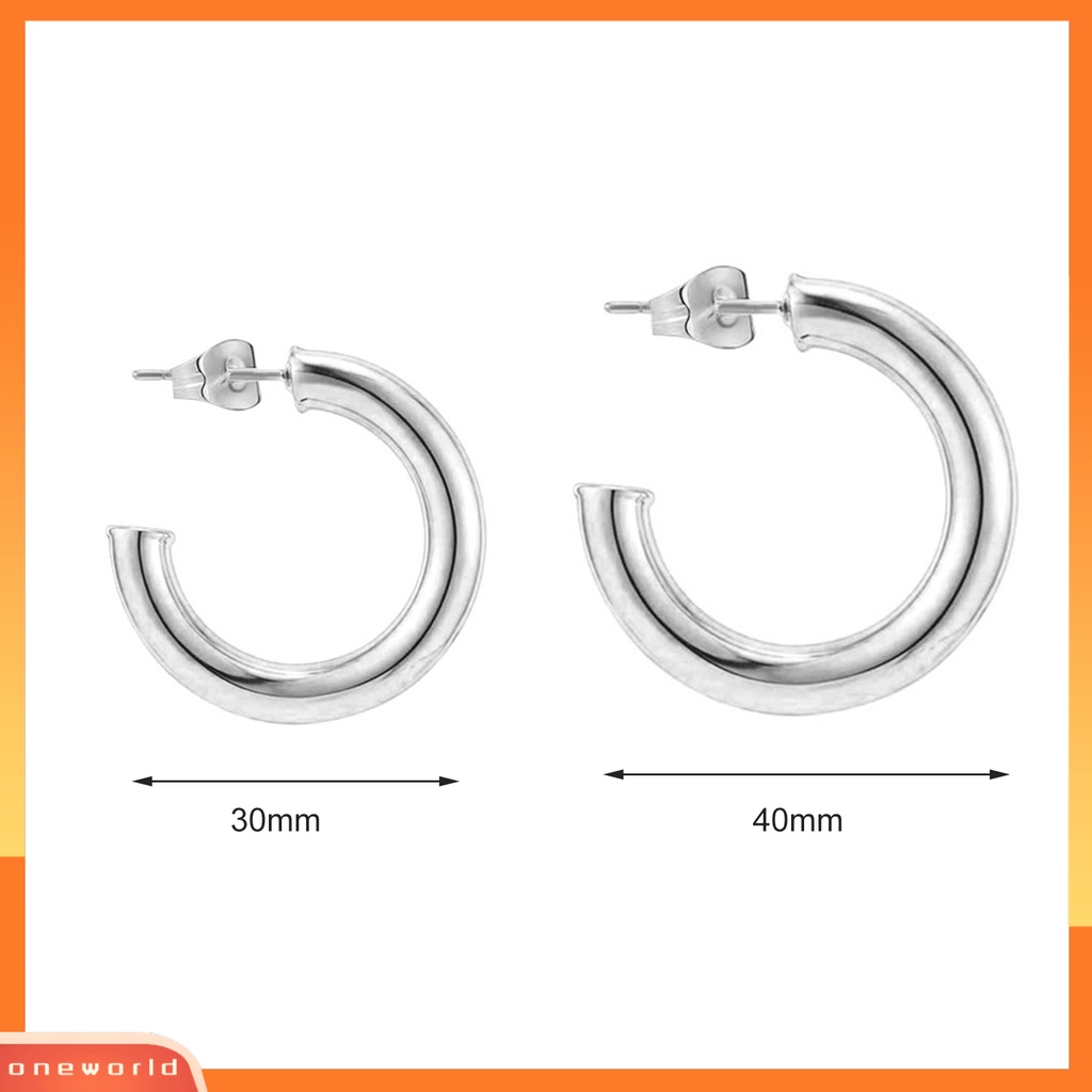 [WOD] 1pasang Anting Hoop Terbuka Berlebihan Minimalis Hypoallergenic High Gloss Dipoles Perhiasan Fashion Tembaga Berlapis Emas Berbentuk C Anting Geometris Untuk Pacaran