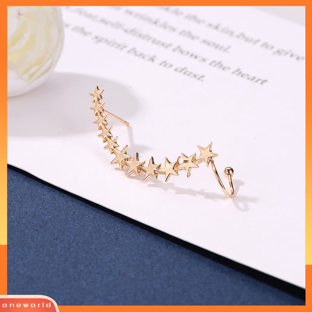 [WOD] 1pc Klip Anting Bentuk Bintang Warna Solid Ramah Untuk Kulit Anti-Cacat Indah Dekoratif Portabel Tahan Lama Ringan Wanita Stud Earrings Hadiah