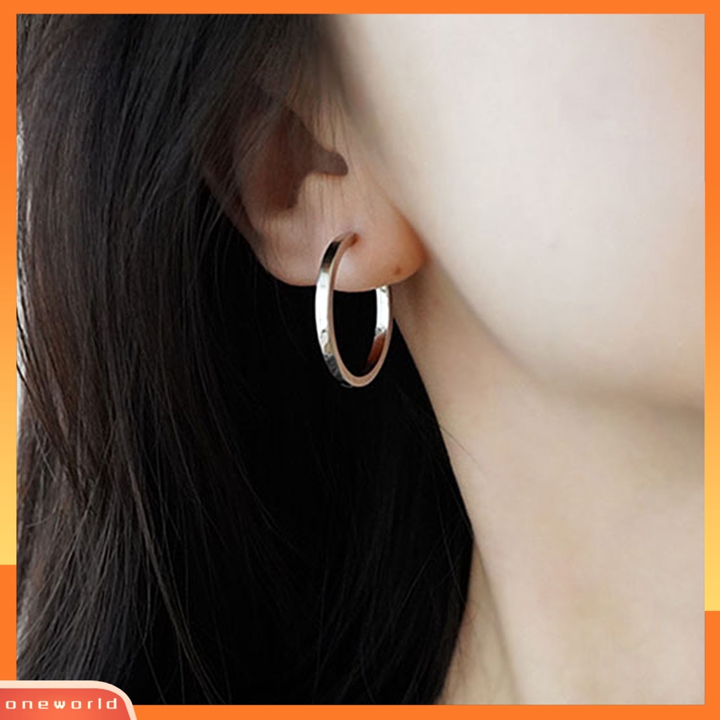 [WOD] 1pasang Wanita Anting Hoop Bulat Permukaan Halus Perhiasan Indah Fashion Penampilan Lingkaran Anting-Anting Perhiasan Aksesoris