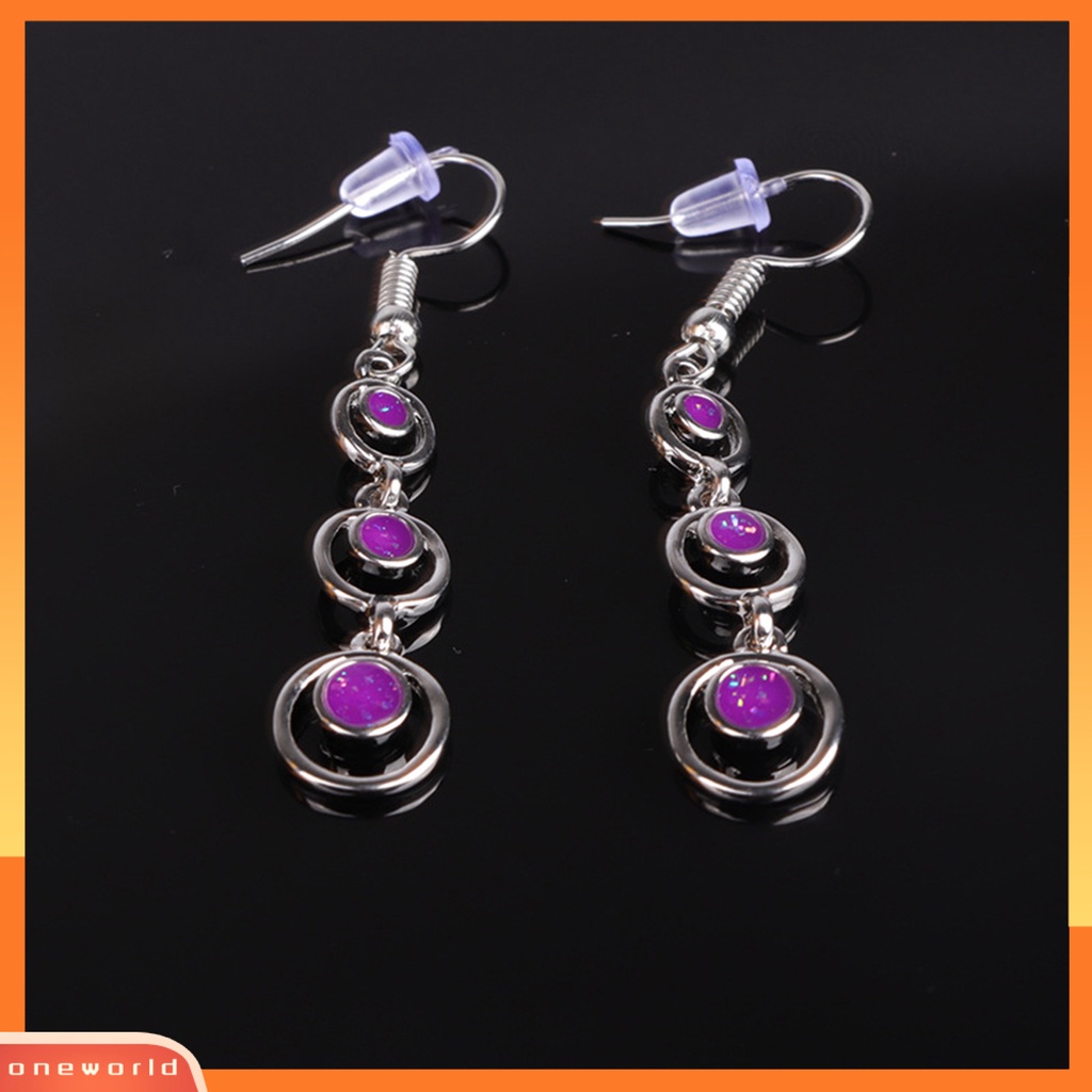 [WOD] 1pasang Anting Wanita Panjang Simetris Bulat Hoop Eye-catching Menjuntai Earrings Untuk Prom