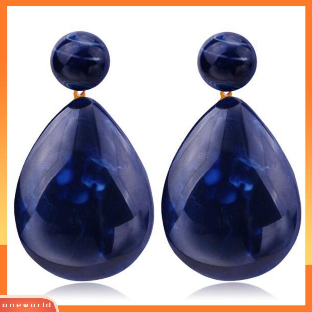 [WOD] Fashion Sederhana Wanita Resin Water Drop Statement Menjuntai Stud Earrings Perhiasan