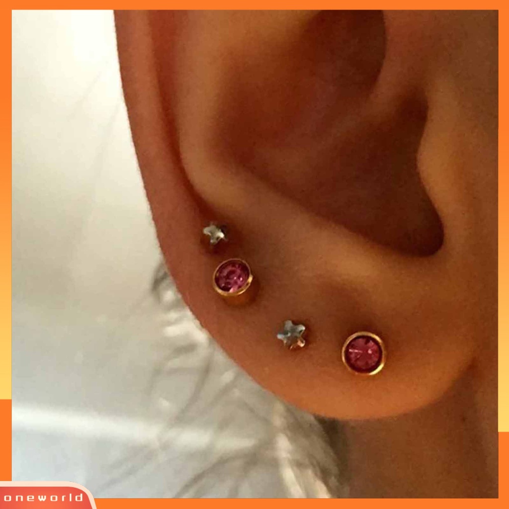 [WOD] 12pasang Stud Earring Piercing Anting Hadiah Akrilik Gadis Berlian Imitasi Hias Ear Studs Untuk Perjamuan