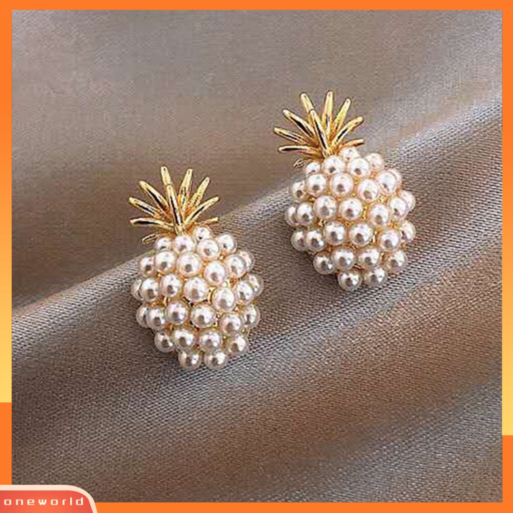 [WOD] 2pcs Anting Stud Indah Retro Metal Bentuk Nanas Ear Stud Untuk Pesta